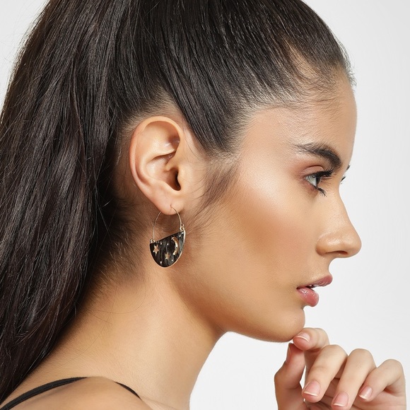 Gold / Silver Half Star & Moon Earrings - Picture 2 of 5